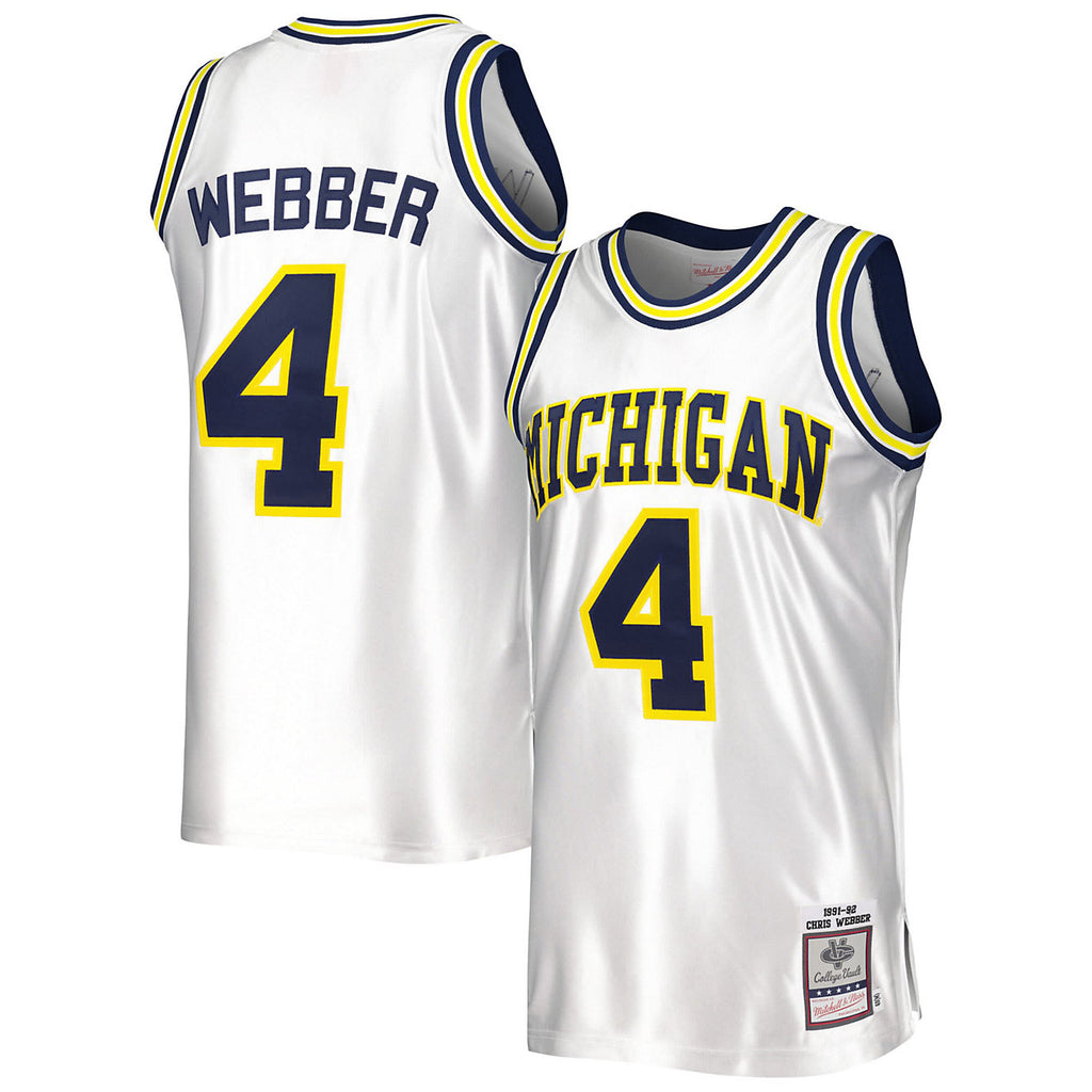 Mens Mitchell & Ness NCAA WHITE JERSEY MICHIGAN 1991 CHRIS WEBBER