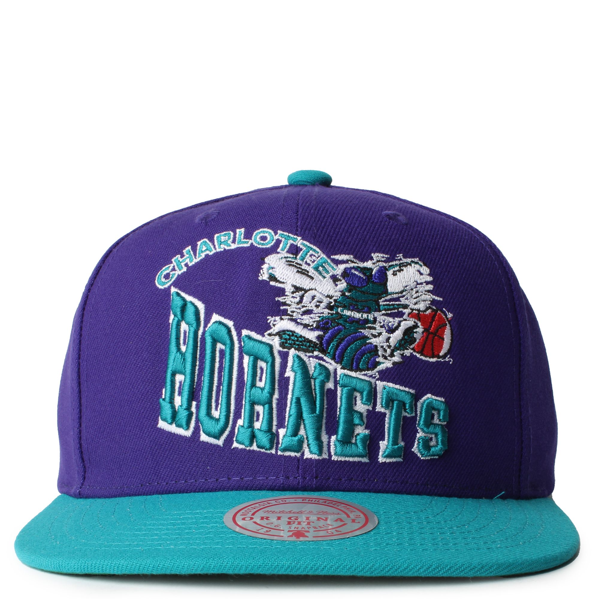 MENS MITCHELL & NESS NBA CROOKED PATH SNAPBACK HWC HORNETS - PURPLE
