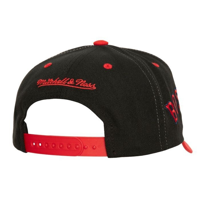 MENS MITCHELL & NESS MLB OVERBITE PRO SNAPBACK RED SOX - BLACK