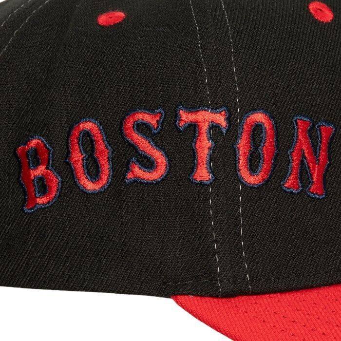MENS MITCHELL & NESS MLB OVERBITE PRO SNAPBACK RED SOX - BLACK