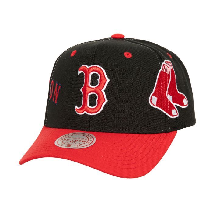 MENS MITCHELL & NESS MLB OVERBITE PRO SNAPBACK RED SOX - BLACK
