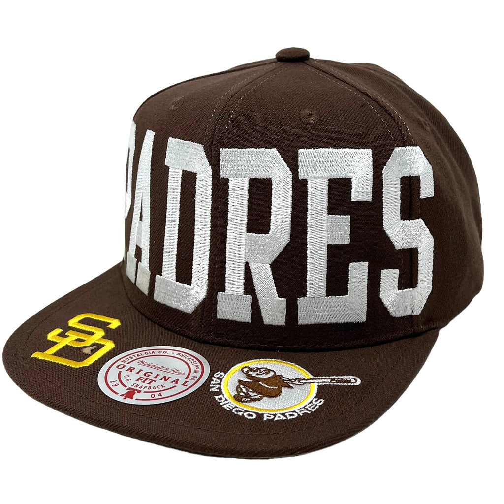 MENS MITCHELL & NESS MLB BIG TEXT 1 SNAPBACK COOP PADRES - BROWN