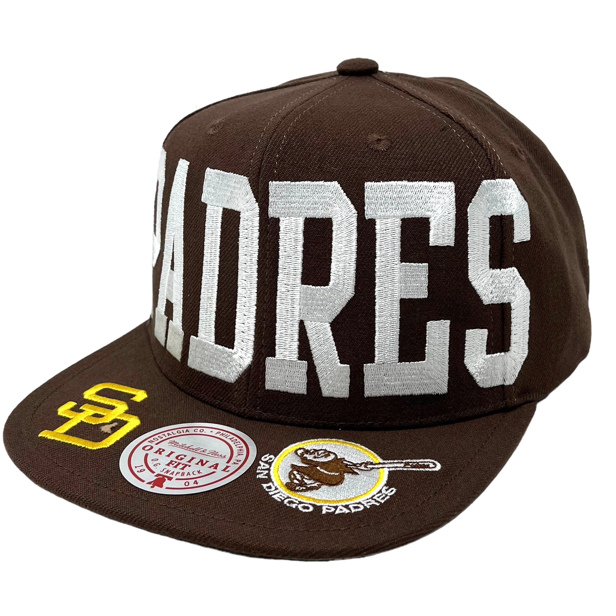 MENS MITCHELL & NESS MLB BIG TEXT 1 SNAPBACK COOP PADRES - BROWN