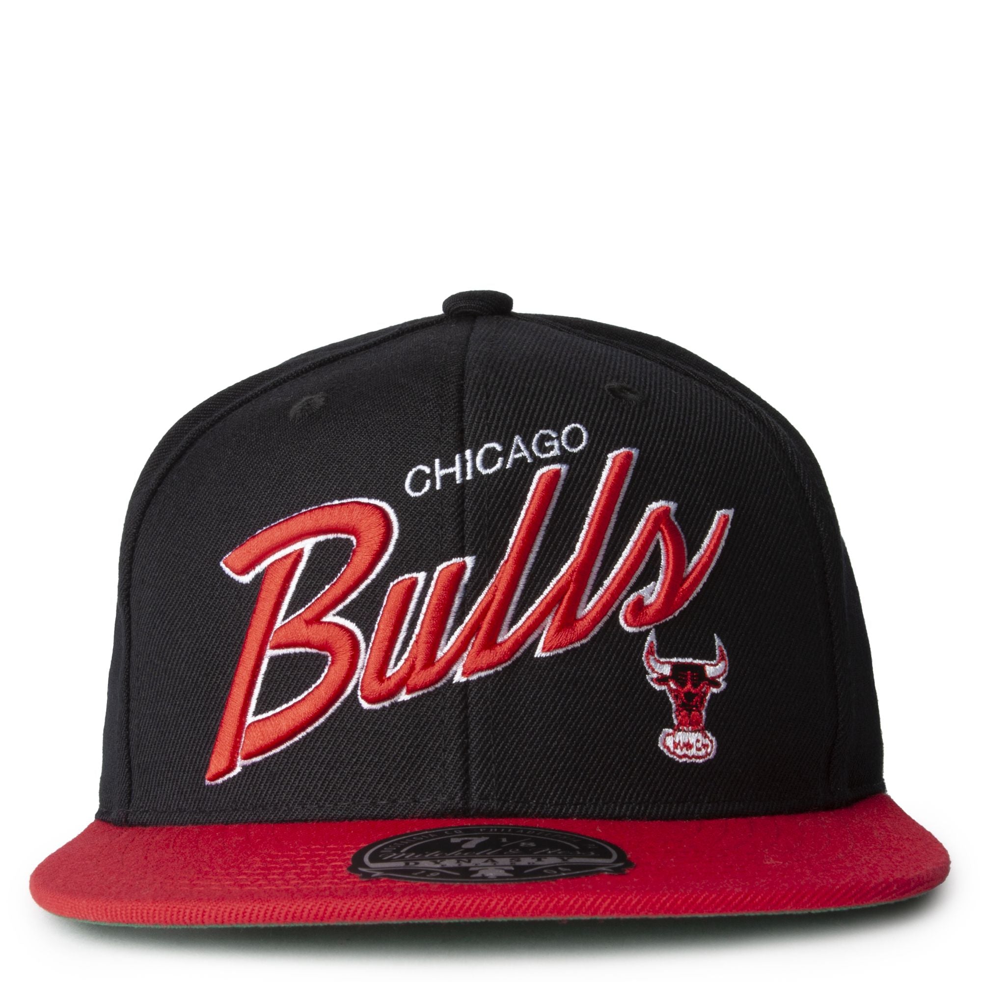 MENS MITCHELL & NESS NBA TEAM SCRIPT 2.0 FITTED HWC BULLS - BLACK