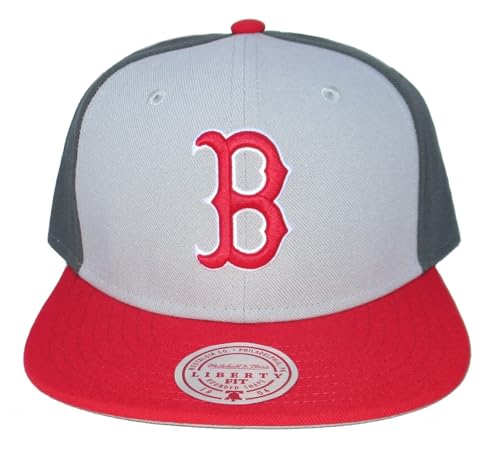 [HY11518-BRSGREY] MENS MITCHELL & NESS MLB TRIPLE PLAY LIBERTY SNAPBACK RED SOX