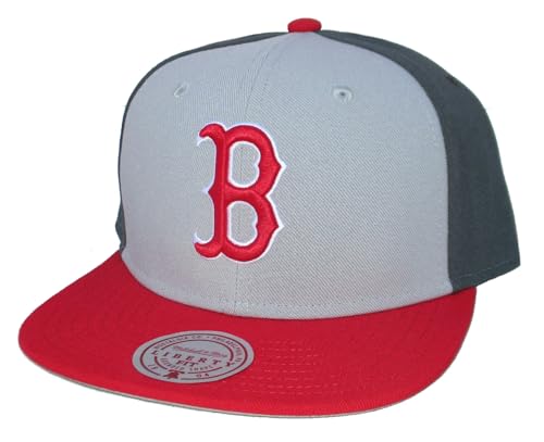 [HY11518-BRSGREY] MENS MITCHELL & NESS MLB TRIPLE PLAY LIBERTY SNAPBACK RED SOX