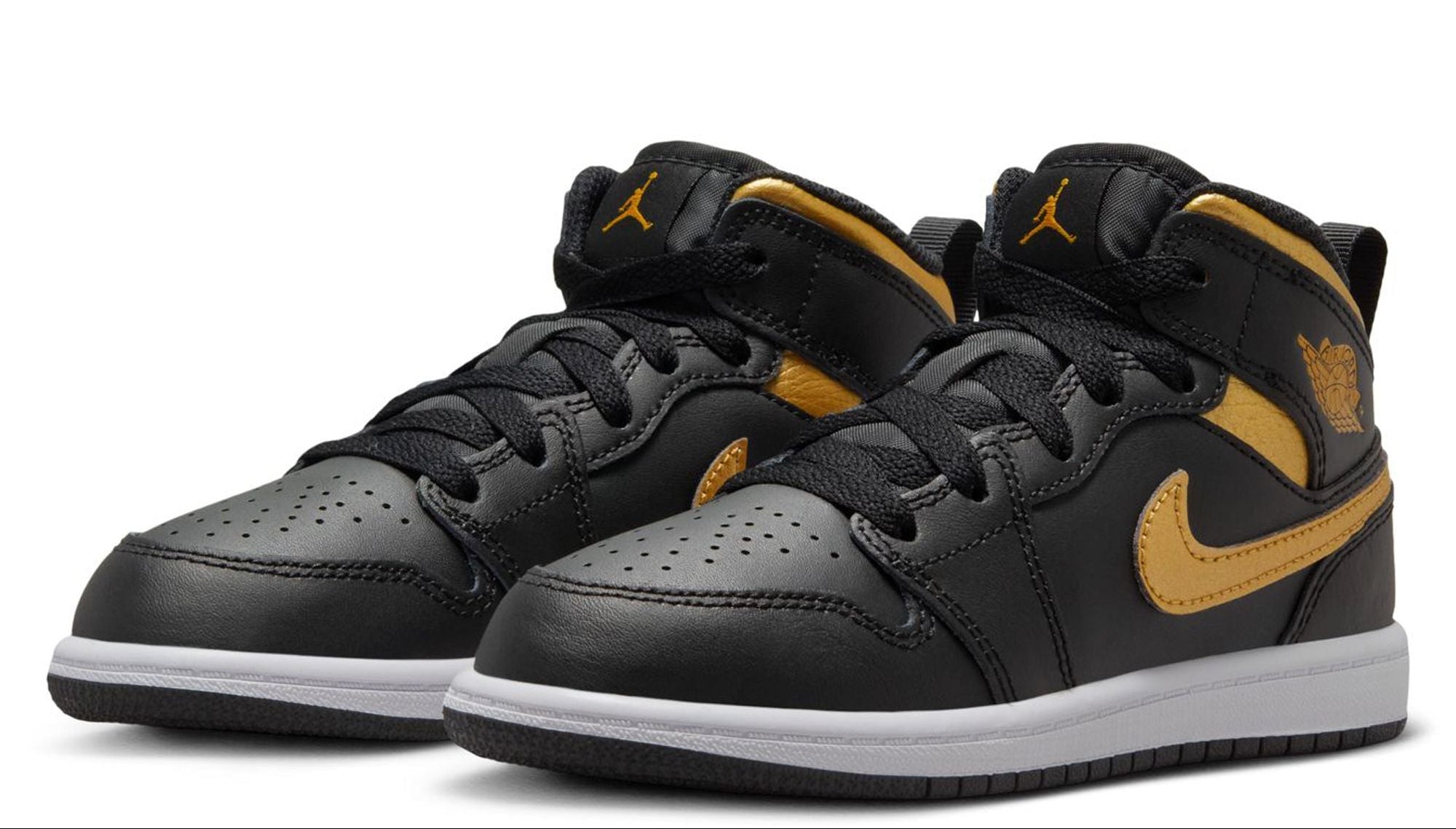 [DQ8424-071] PRESCHOOL AIR JORDAN RETRO 1 MID 'METALLIC GOLD BLACK (PS)'