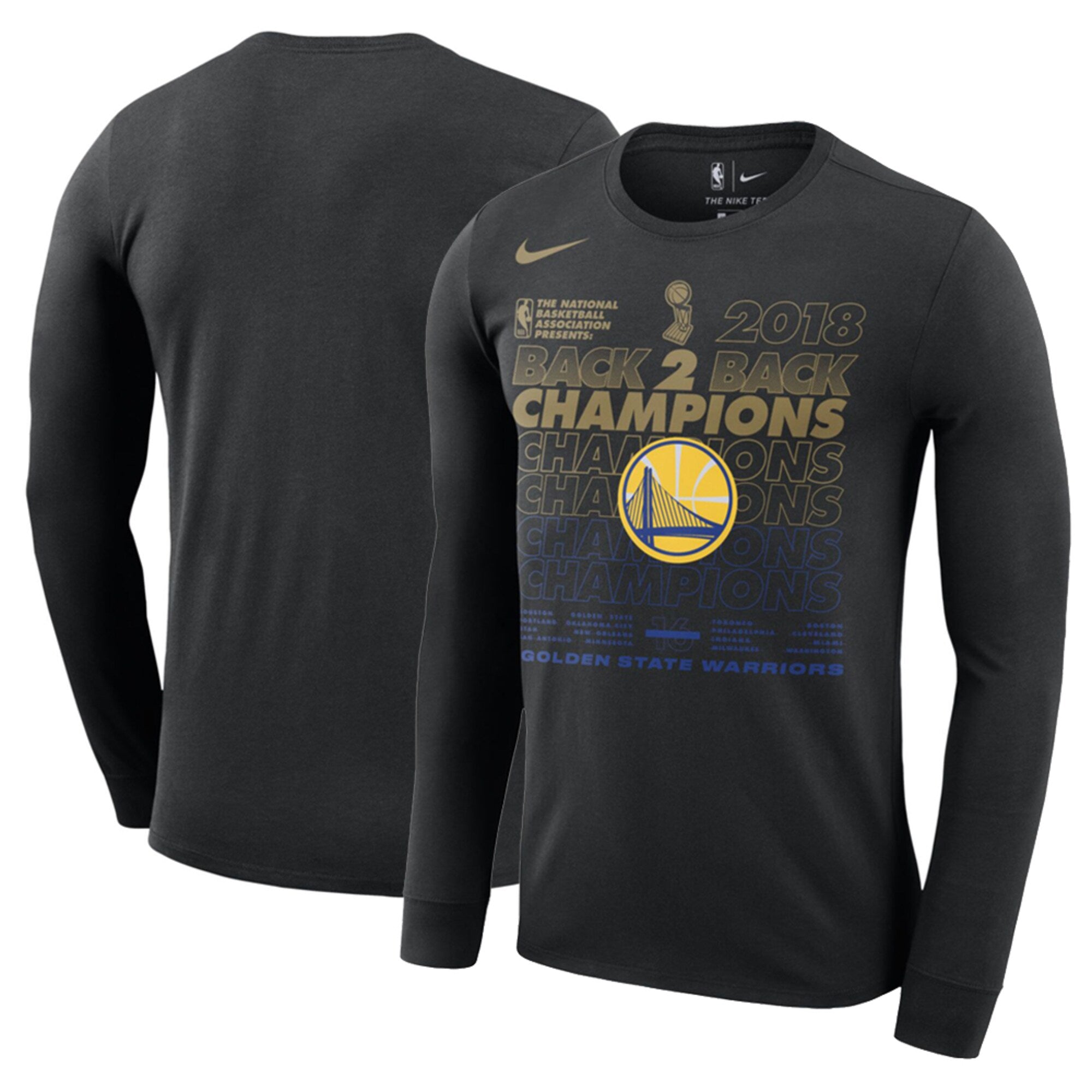 [490522] Mens Nike NBA GSW 2018 NBA Finals Champions Locker Room Long Sleeve T-Shirt