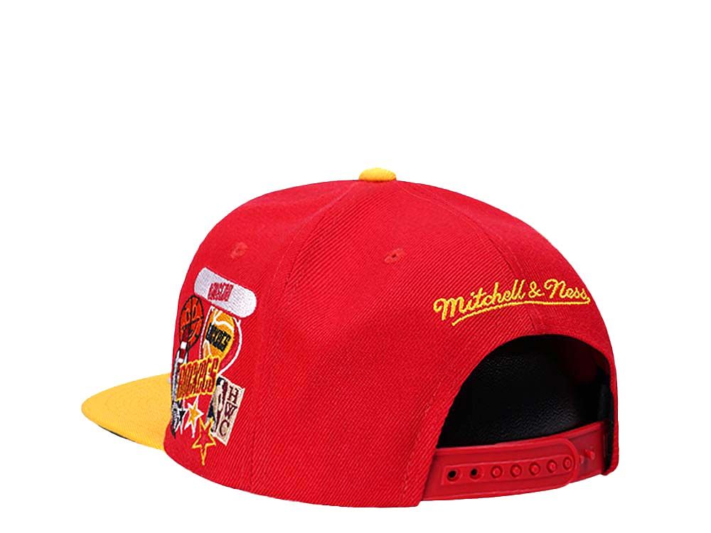 MENS MITCHELL & NESS NBA PATCH OVERLOAD SNAPBACK HWC ROCKETS - RED-YELLOW