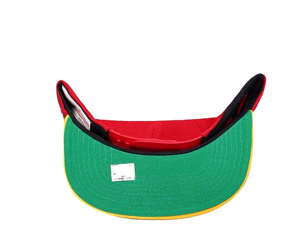 MENS MITCHELL & NESS NBA PATCH OVERLOAD SNAPBACK HWC ROCKETS - RED-YELLOW