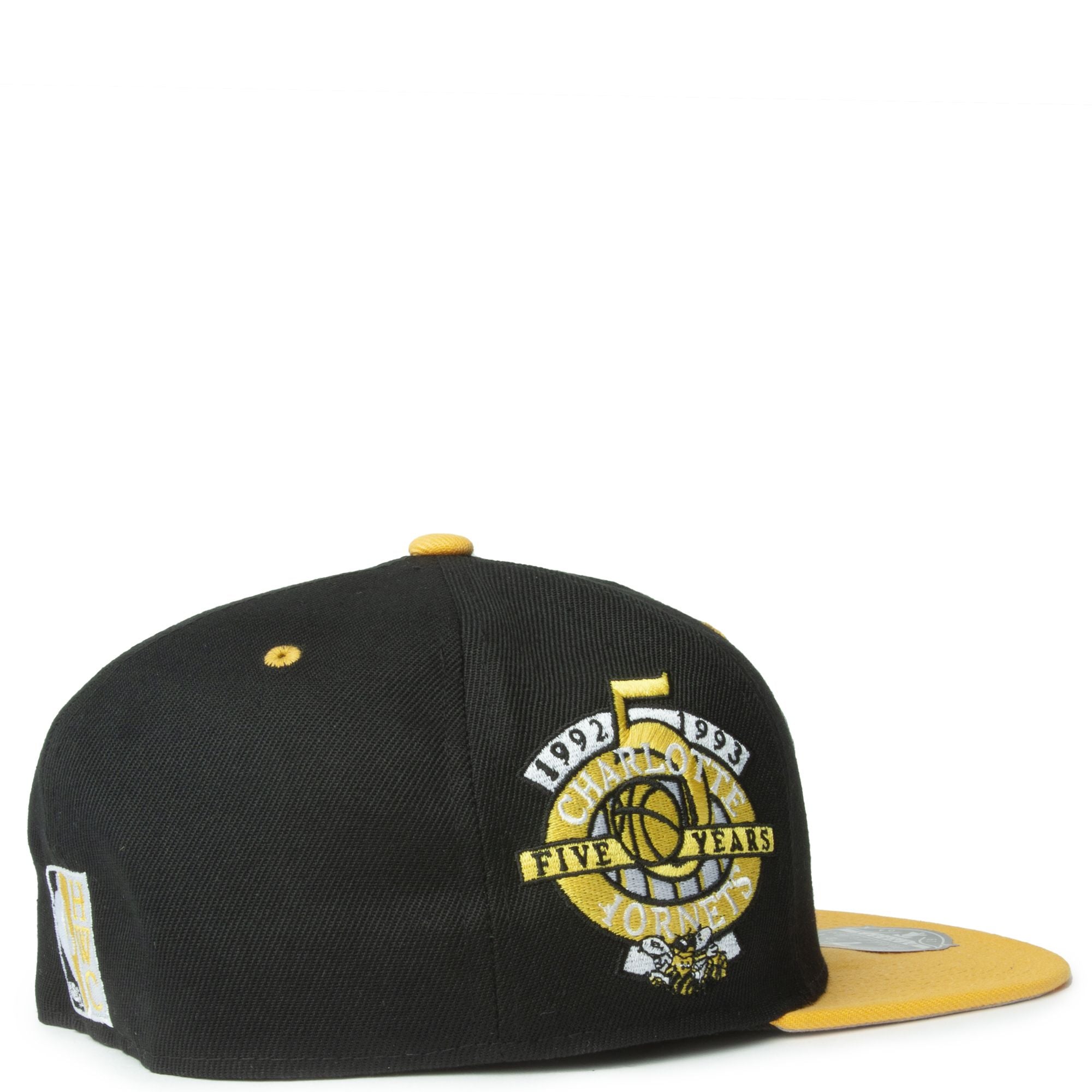 MENS MITCHELL & NESS NBA YELLOW TOE FITTED HWC HORNETS - BLACK-YELLOW