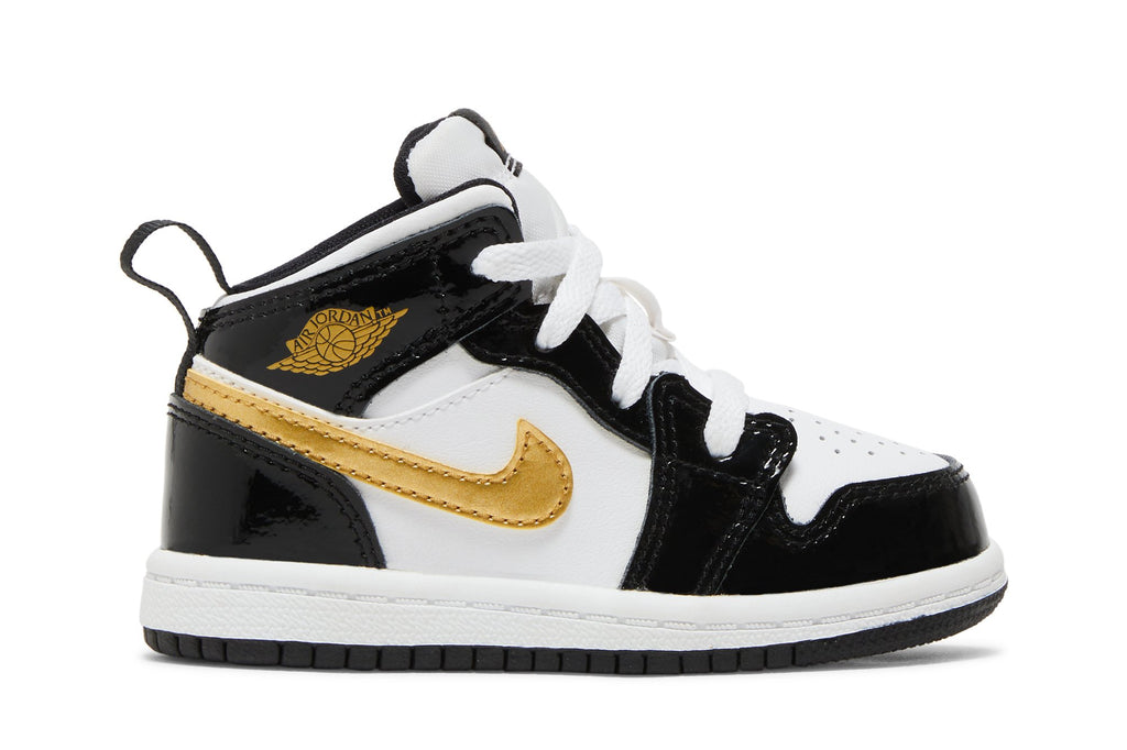 [BQ6933-007] Toddlers Air Jordan RETRO 1 MID 'PATENT BLACK WHITE GOLD (TD)'