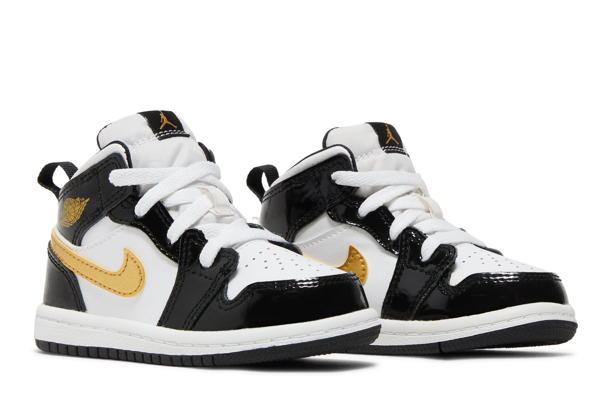 [BQ6933-007] Toddlers Air Jordan RETRO 1 MID 'PATENT BLACK WHITE GOLD (TD)'