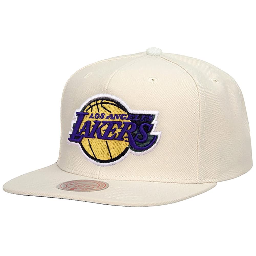 MENS MITCHELL & NESS NBA OFF WHITE SNAPBACK LAKERS - CREAM