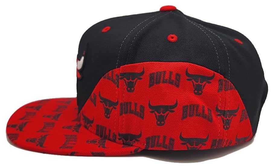 MENS MITCHELL & NESS NBA WAVE ALL OVER SNAP BULLS - BLACK-RED