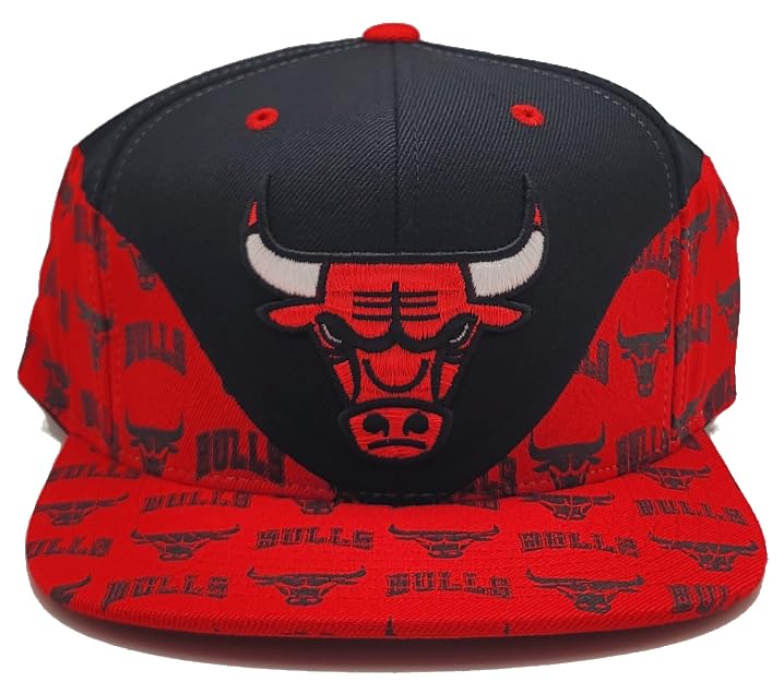 MENS MITCHELL & NESS NBA WAVE ALL OVER SNAP BULLS - BLACK-RED