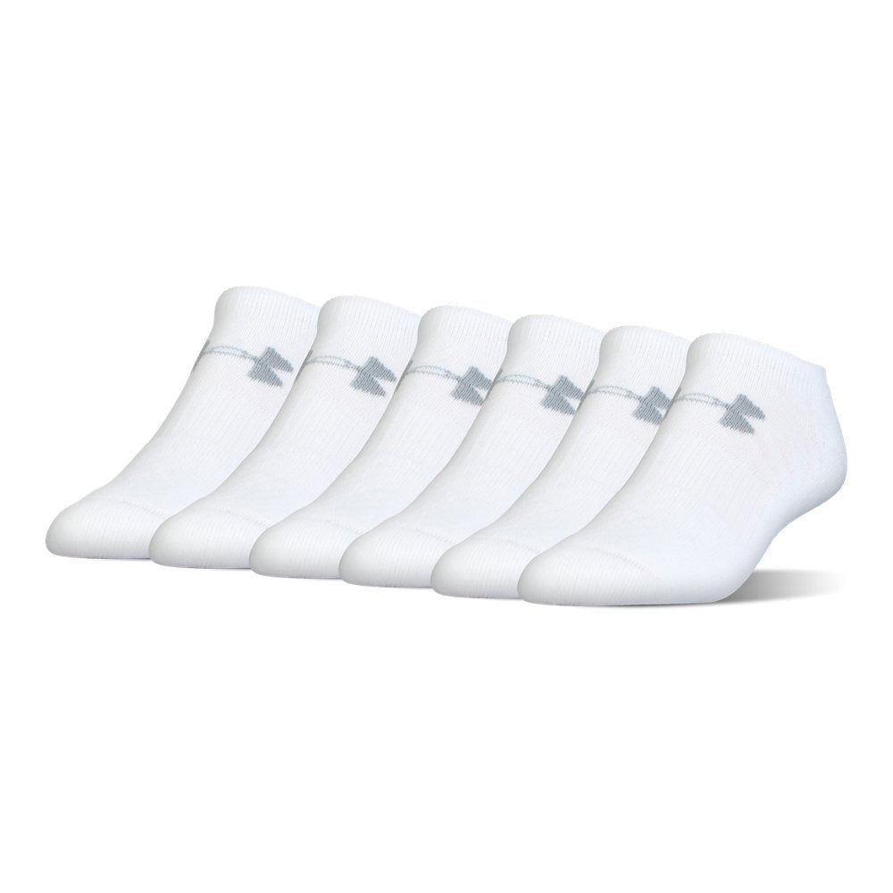 [1298697-100] MENS UNDER ARMOUR CHARGED COTTON 2.0 NO SHOW SOCKS 6-PACK