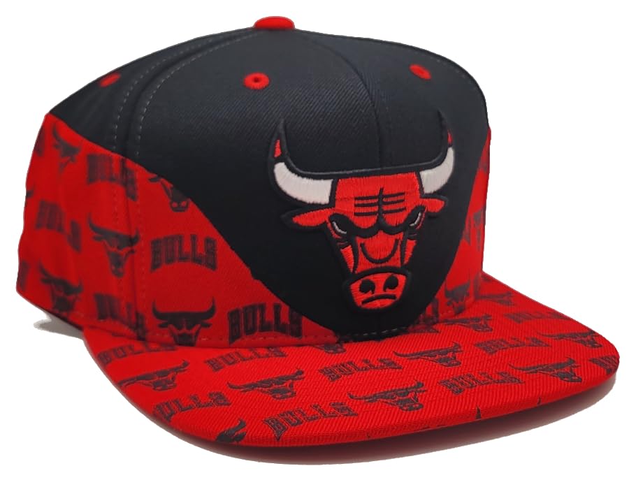 MENS MITCHELL & NESS NBA WAVE ALL OVER SNAP BULLS - BLACK-RED