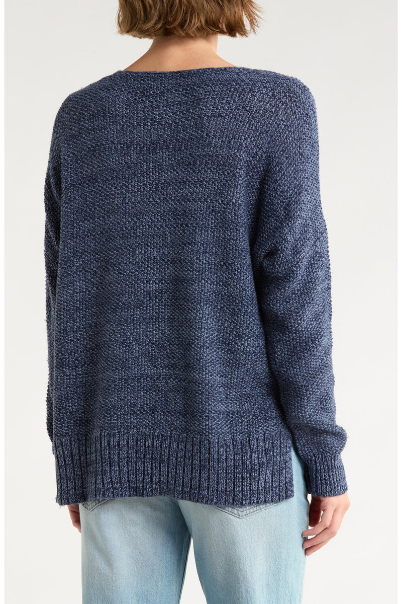 [7WP5056-410] WOMENS LUCKY BRAND SPRING WEIGHT V NECK PULLOVER - AMERICAN NAVY