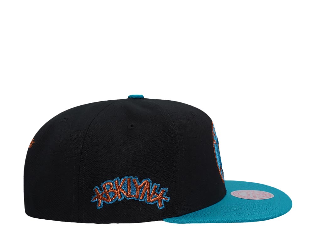 MENS MITCHELL & NESS NBA MAKE CENTS SNAPBACK NETS - BLACK-TEAL