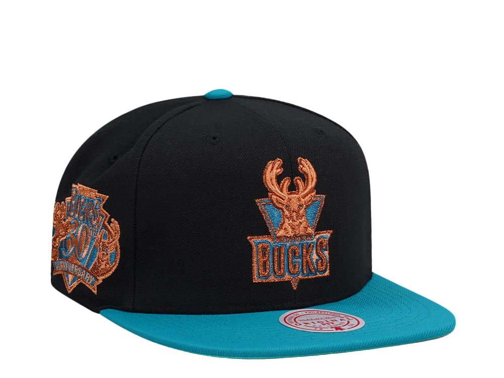 MENS MITCHELL & NESS NBA MAKE CENTS SNAPBACK HWC BUCKS - BLACK-TEAL
