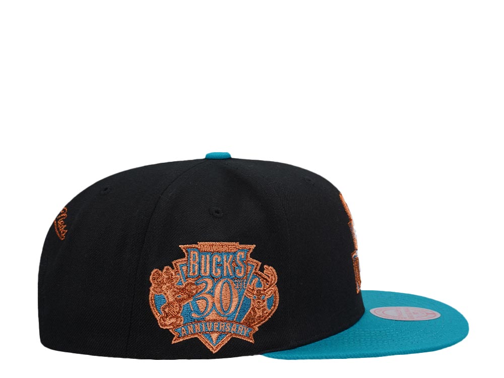 MENS MITCHELL & NESS NBA MAKE CENTS SNAPBACK HWC BUCKS - BLACK-TEAL