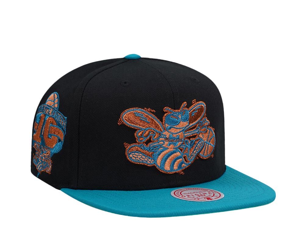 MENS MITCHELL & NESS NBA MAKE CENTS SNAPBACK HWC HORNETS - BLACK-TEAL