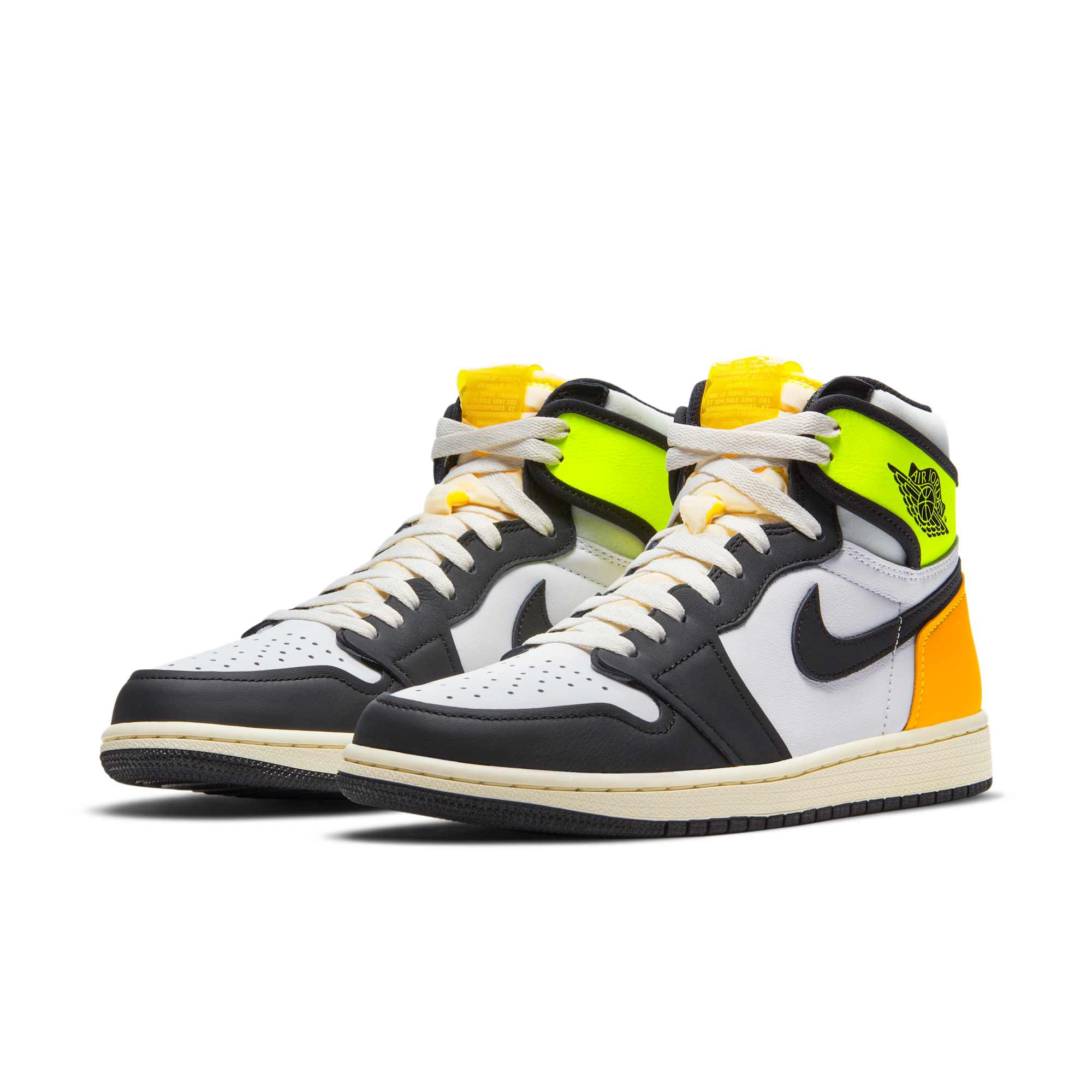 [555088-118] MENS AIR JORDAN RETRO 1 HIGH 'WHITE BLACK VOLT UNIVERSITY GOLD'