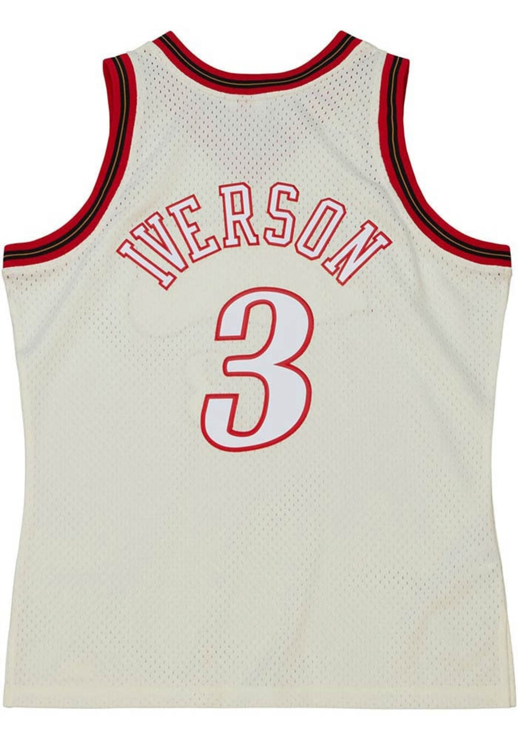 MENS MITCHELL & NESS CREAM TEAM COLOR SWINGMAN JERSEY 76ERS 1997 ALLEN IVERSON