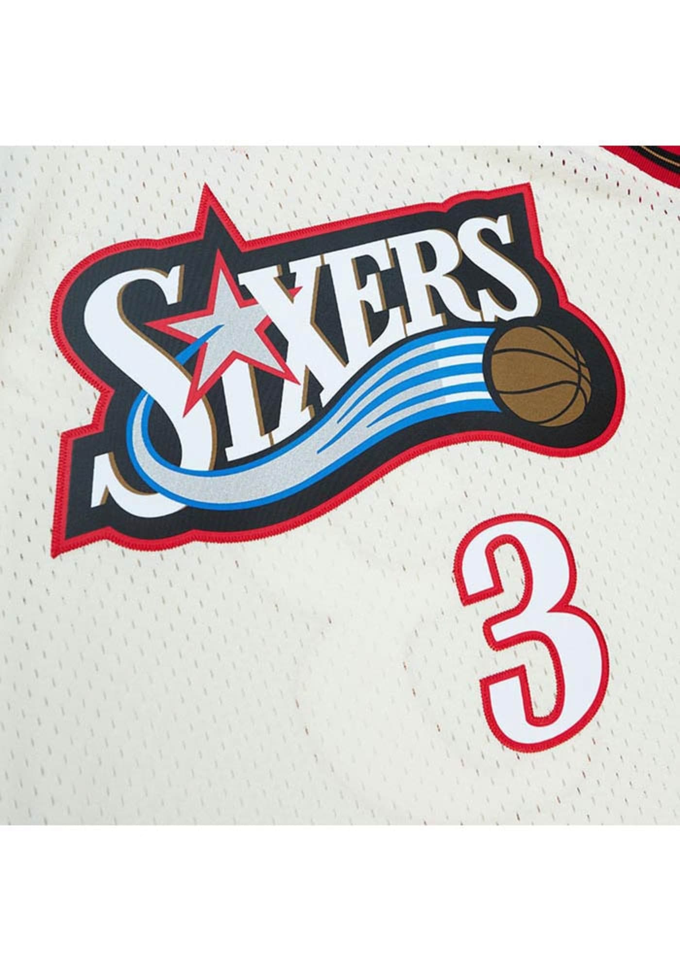 MENS MITCHELL & NESS CREAM TEAM COLOR SWINGMAN JERSEY 76ERS 1997 ALLEN IVERSON