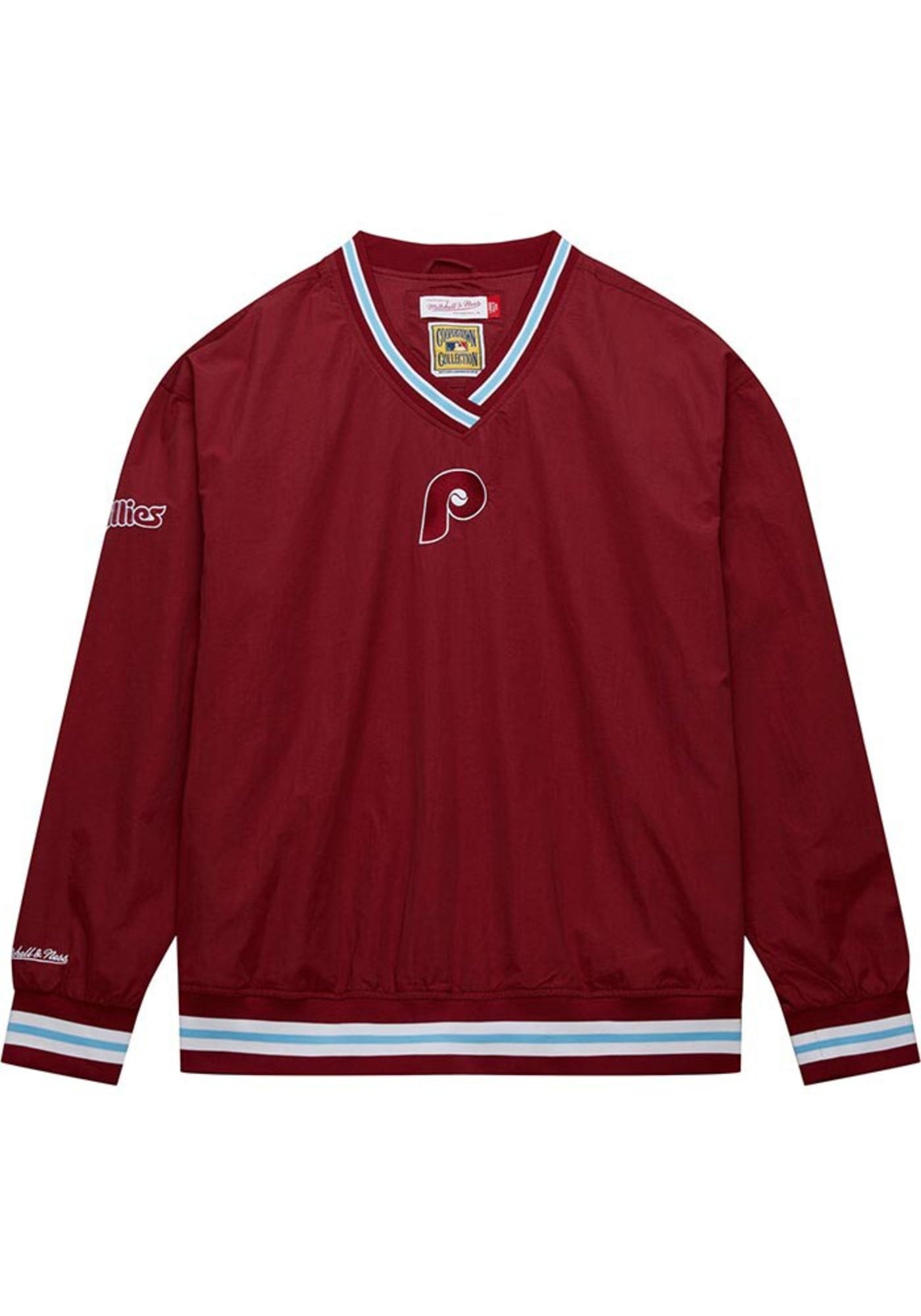 Mens Mitchell & Ness MLB CLASSIC NYLON PULLOVER VINTAGE LOGO PHILLIES