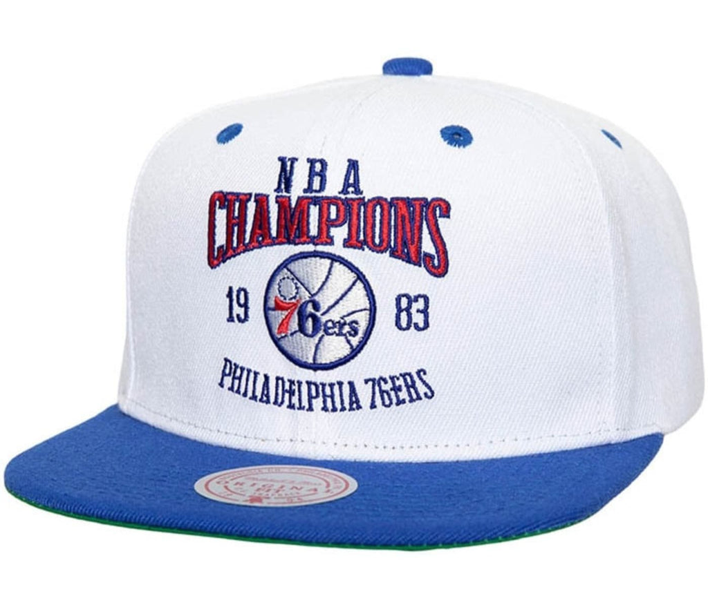 MENS MITCHELL & NESS NBA CHAMP SERIES SNAPBACK HWC 76ERS - WHITE