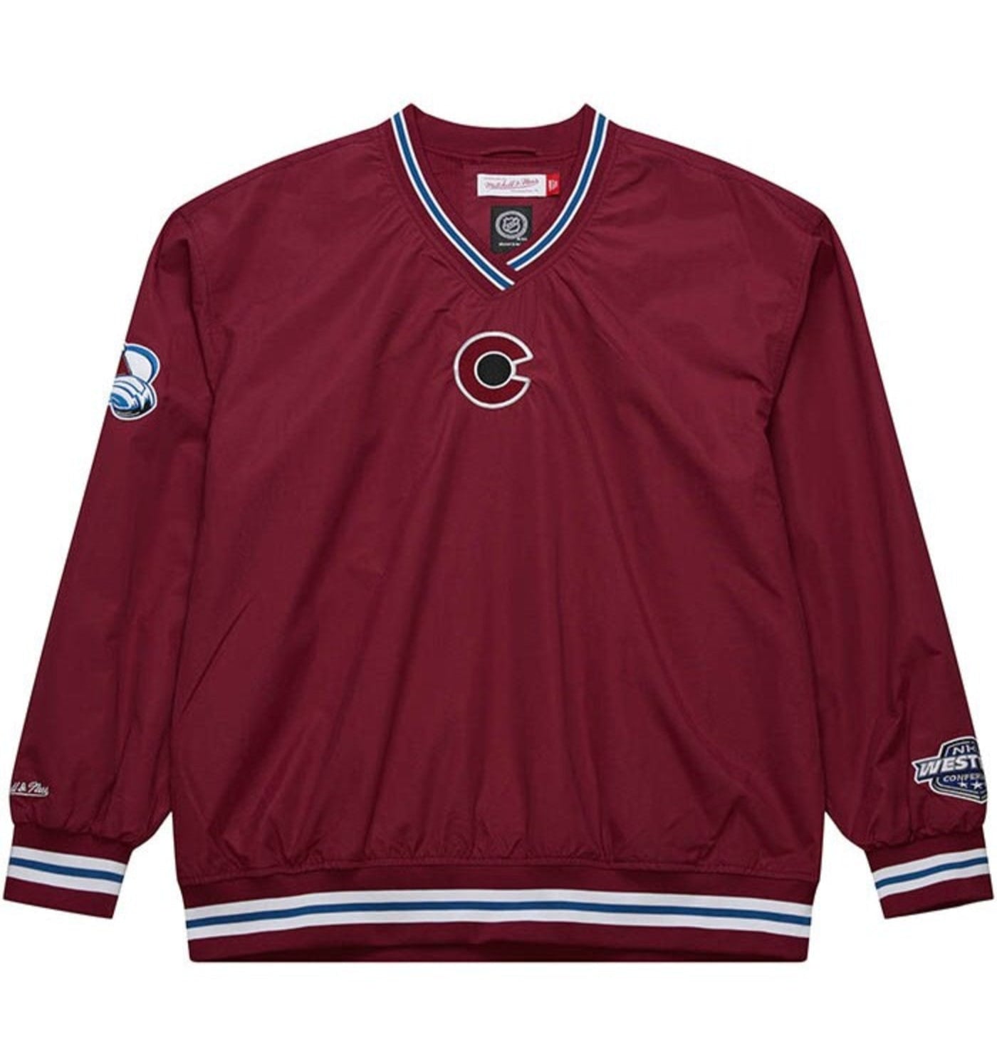 MENS MITCHELL & NESS NHL CLASSIC NYLON PULLOVER CURRENT LOGO AVALANCHE