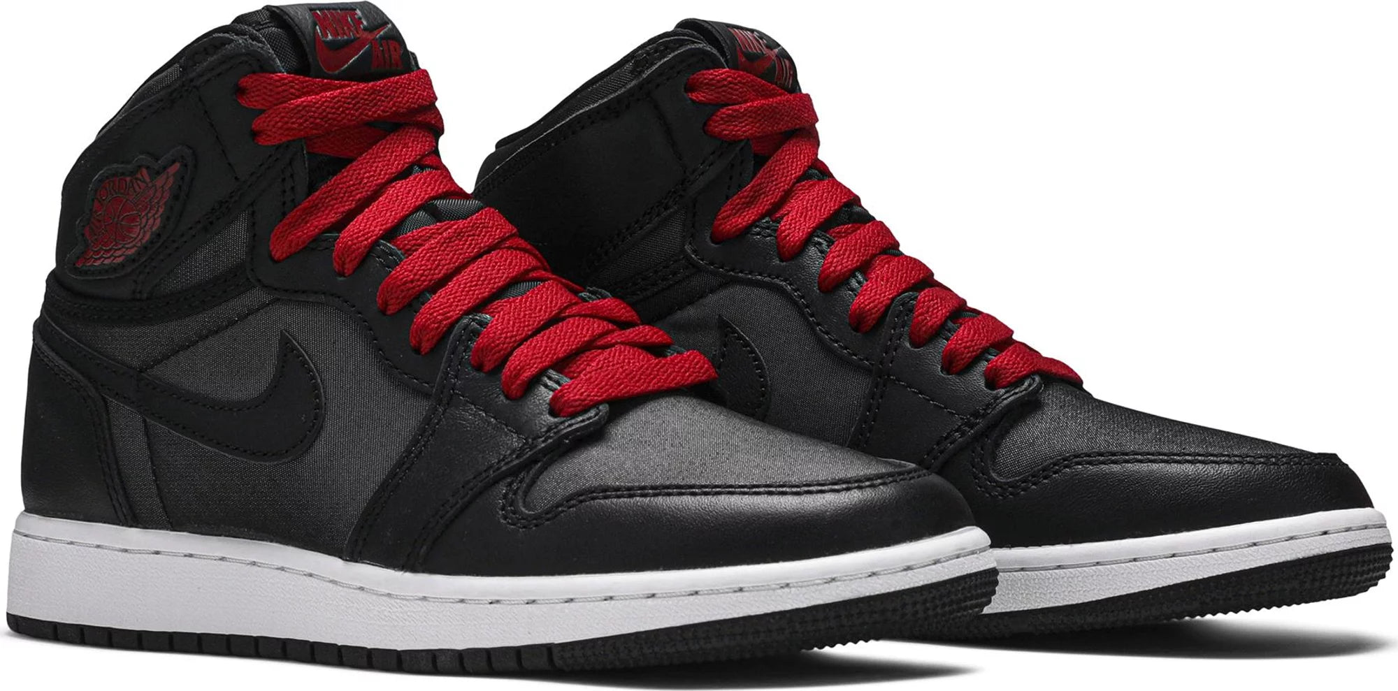 [575441-060] Grade School Air Jordan Retro 1 High OG 'Black Satin Gym Red Black' (GS)