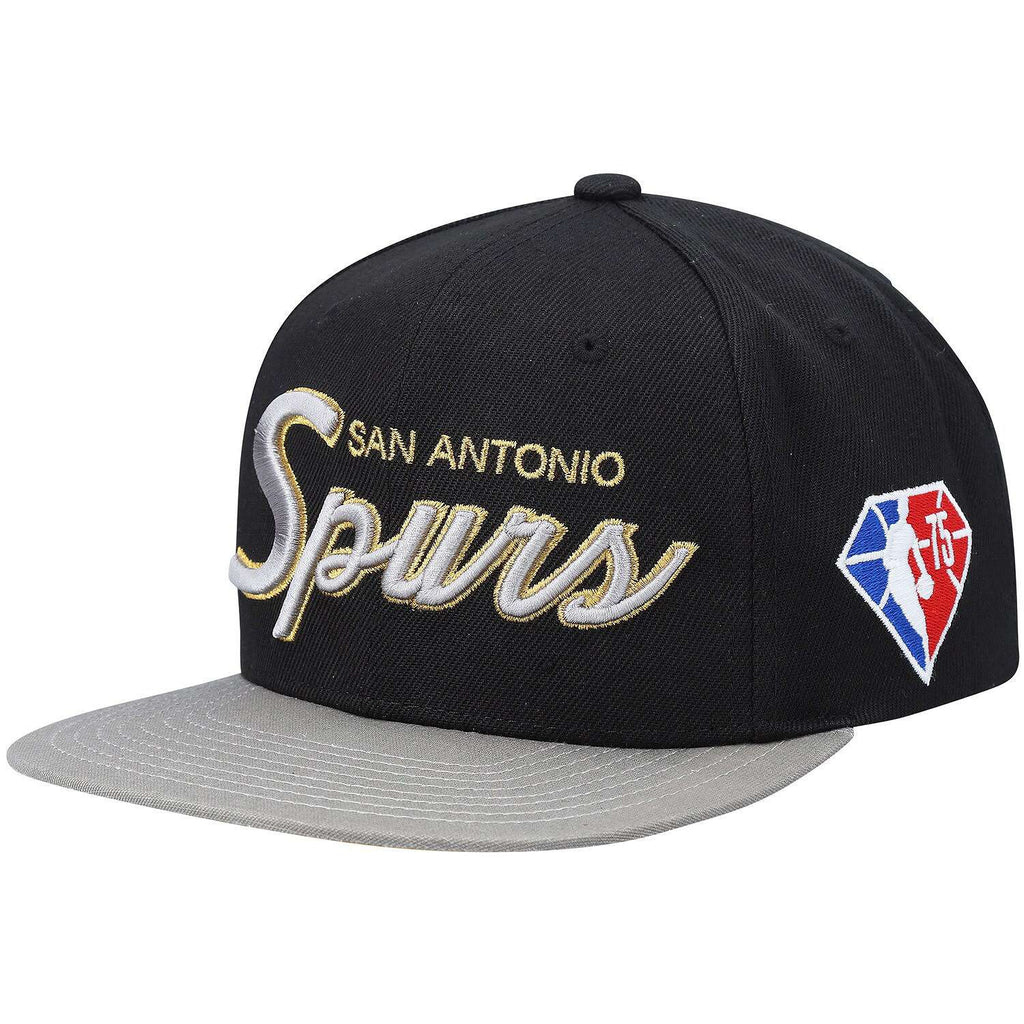 MENS MITCHELL & NESS NBA 75TH GOLD SNAPBACK SPURS - BLACK
