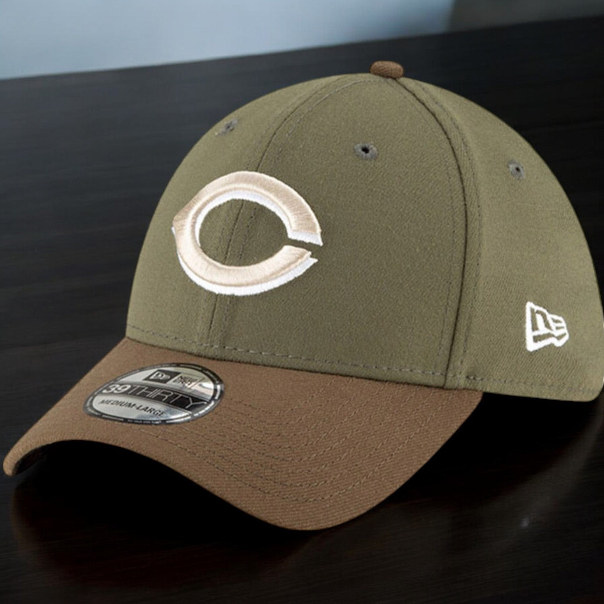 [11458835] Mens New Era MLB CINCINNATI REDS 3930 STRETCH FIT - OLIVE/BROWN