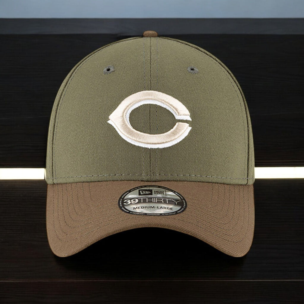 [11458835] Mens New Era MLB CINCINNATI REDS 3930 STRETCH FIT - OLIVE/BROWN