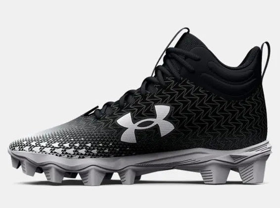 [3027043-001] GRADE SCHOOL UNDER ARMOUR SPOTLIGHT FRANCHISE 3 RM WIDE JR 'BLACK METALLIC SILVER'