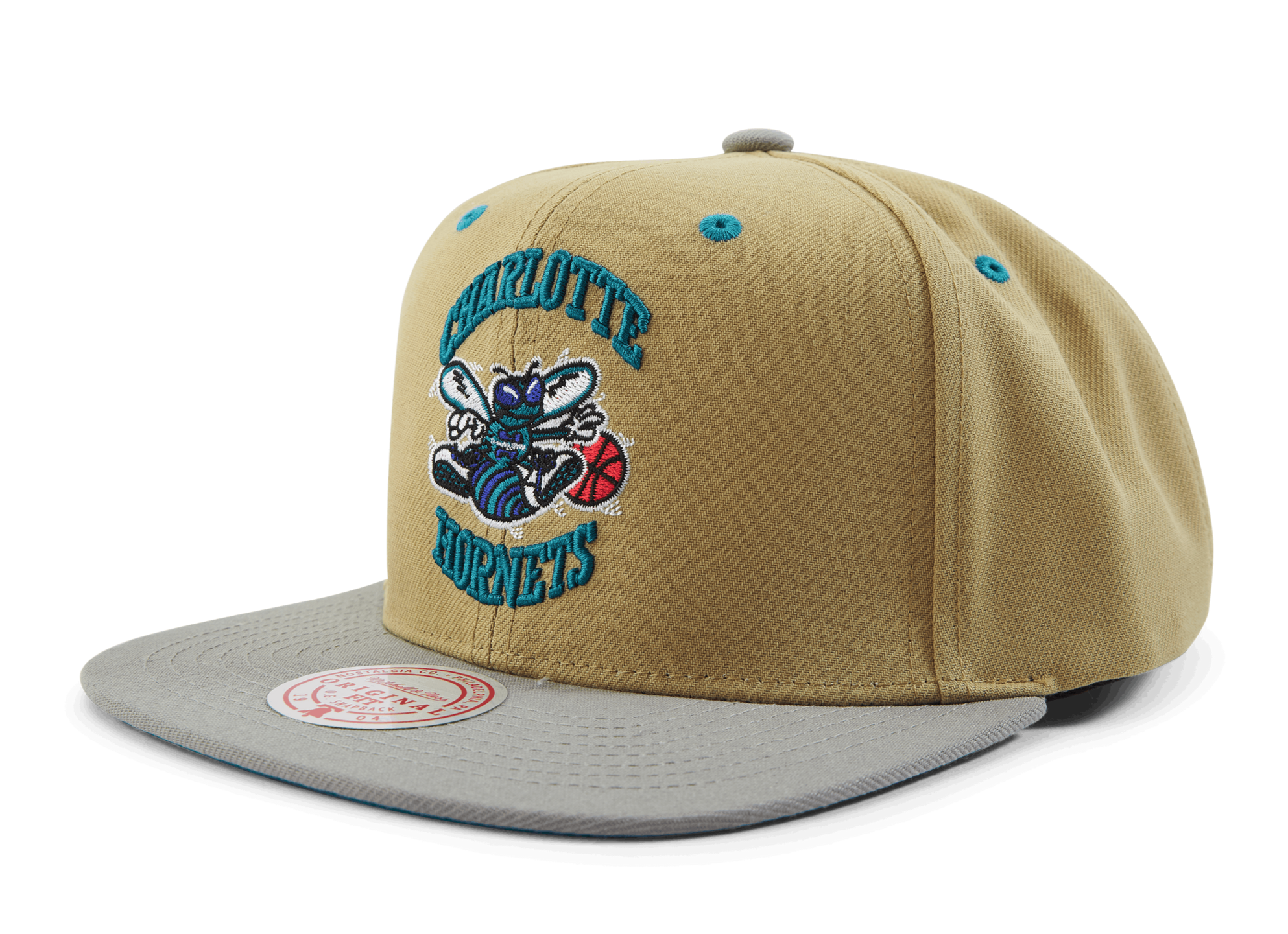 MENS MITCHELL & NESS NBA CLASSIC CANVAS SNAPBACK HWC HORNETS - TAN