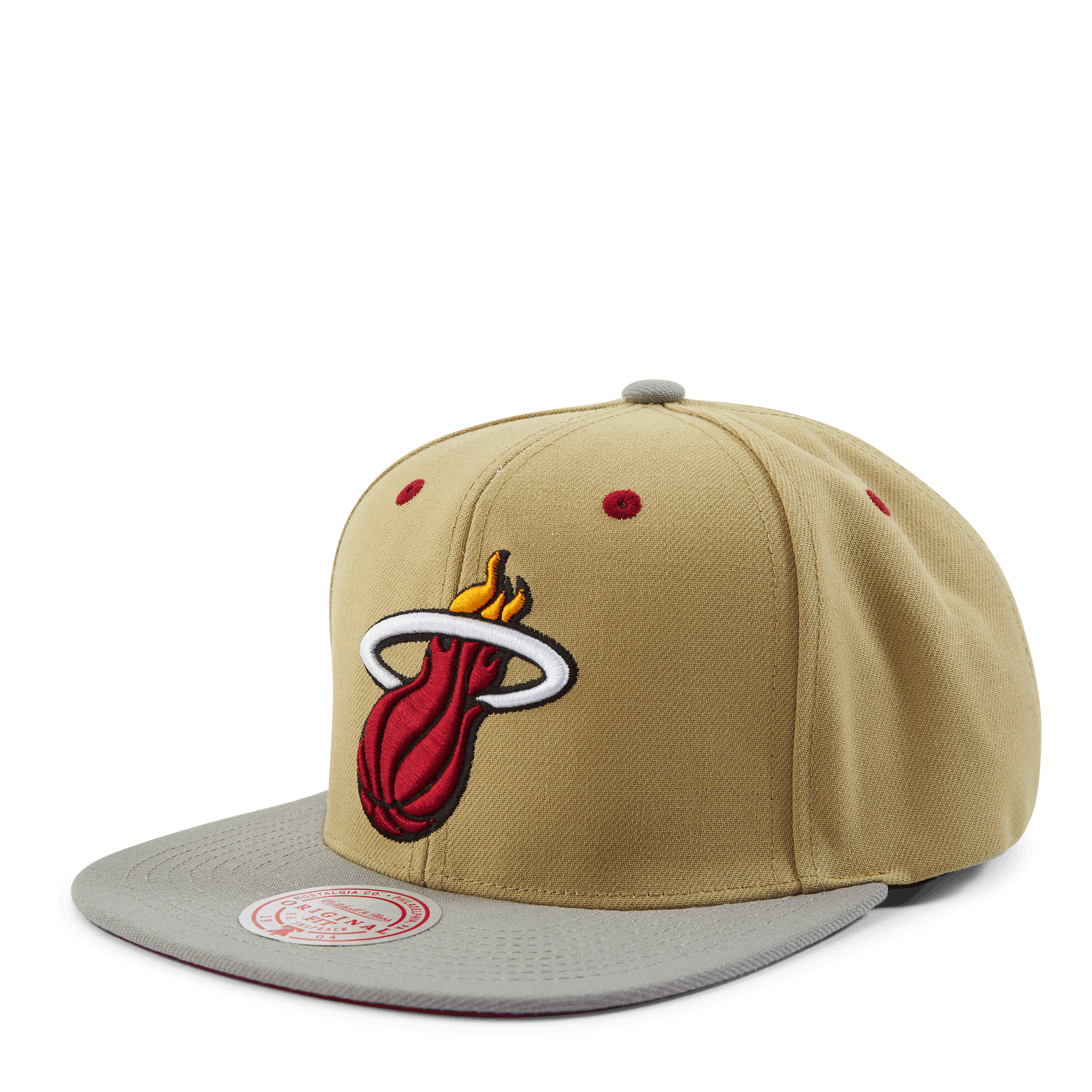 MENS MITCHELL & NESS NBA CLASSIC CANVAS SNAPBACK HEAT - TAN