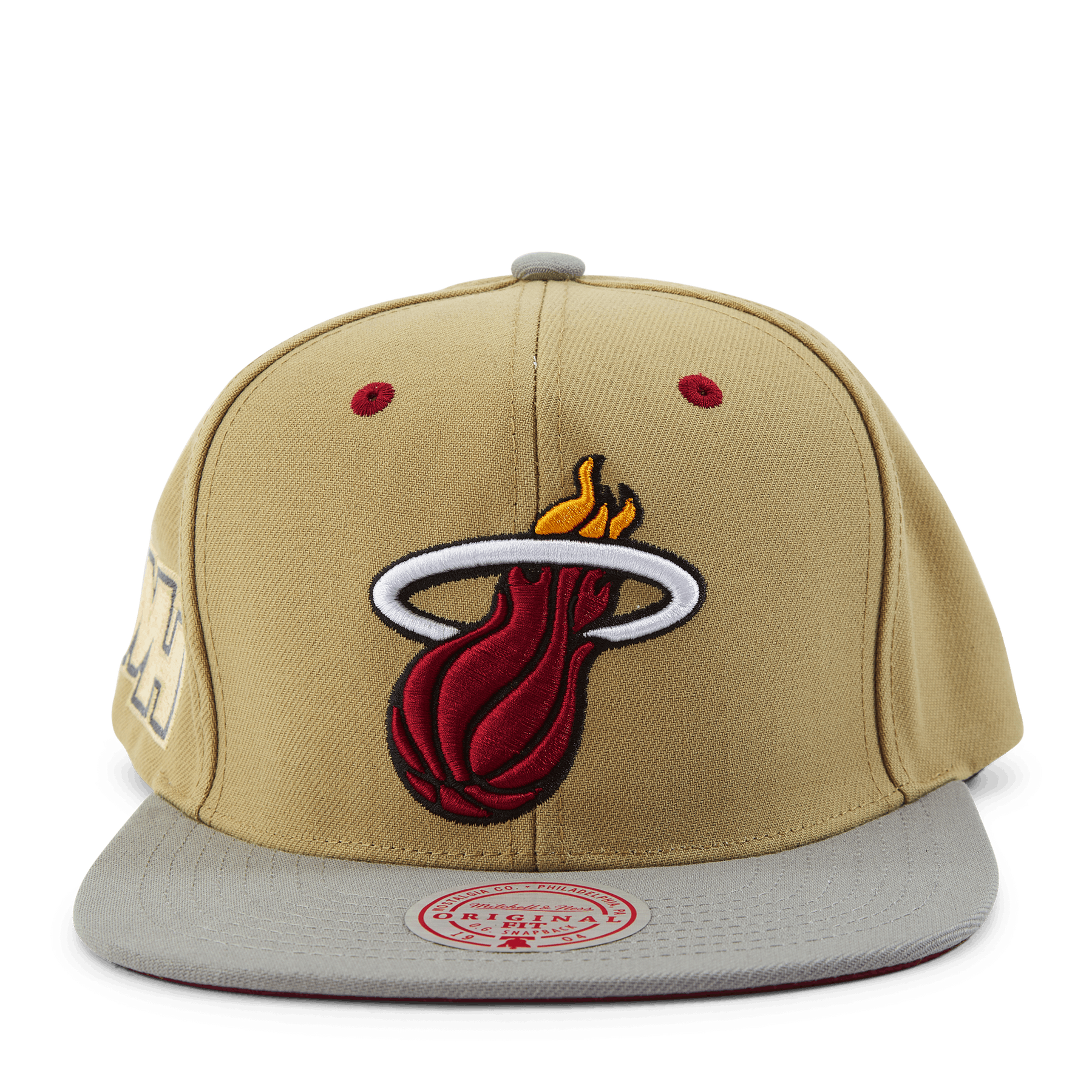 MENS MITCHELL & NESS NBA CLASSIC CANVAS SNAPBACK HEAT - TAN