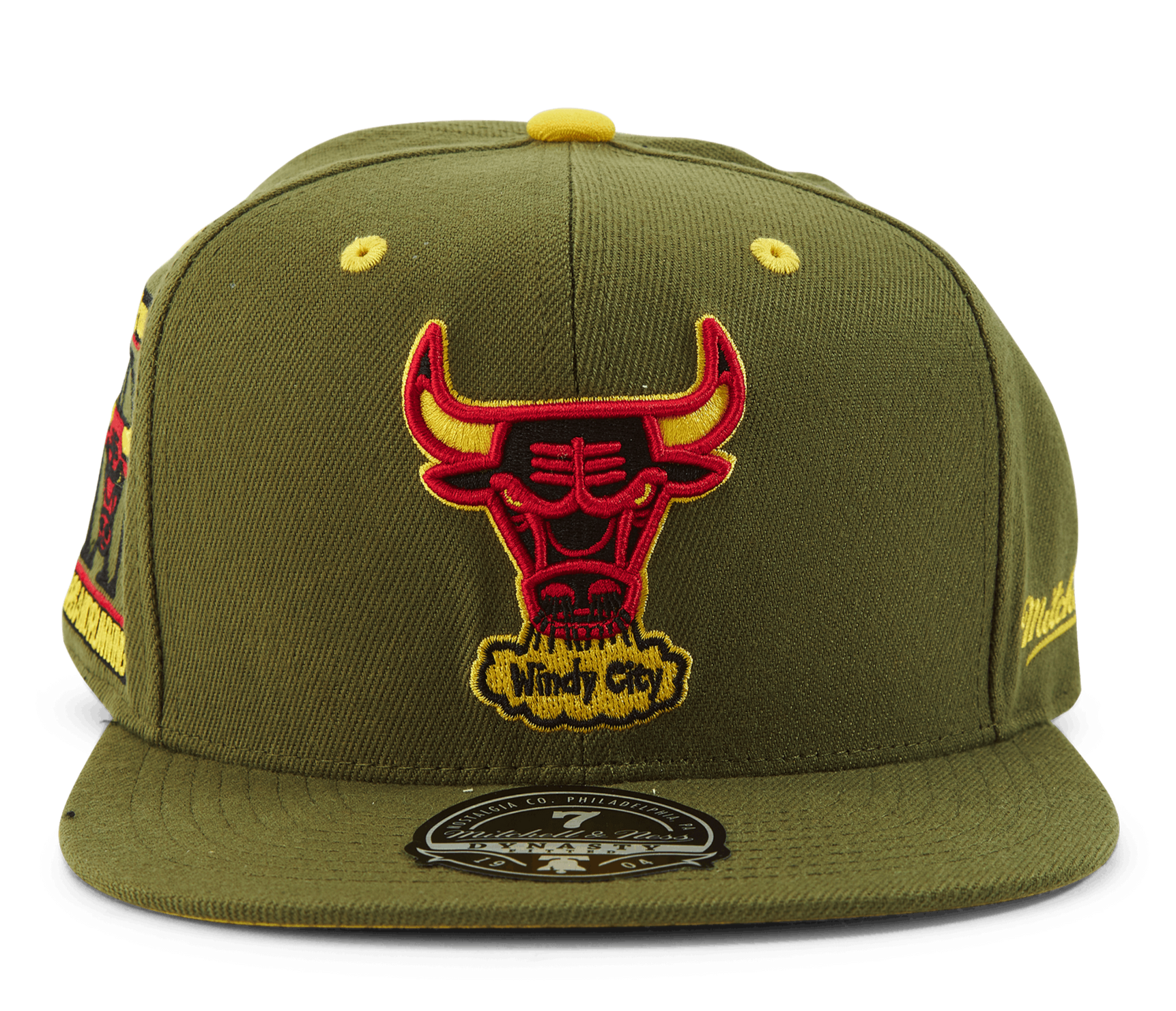 MENS MITCHELL & NESS NBA DUSTY OLIVE FITTED HWC BULLS