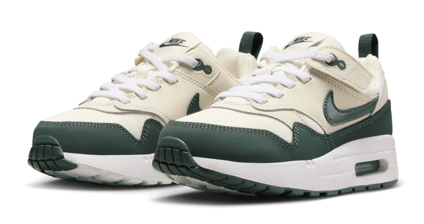 [DZ3308-107] PRESCHOOL NIKE AIR MAX 1 EASYON 'PALE IVORY WHITE VINTAGE GREEN'