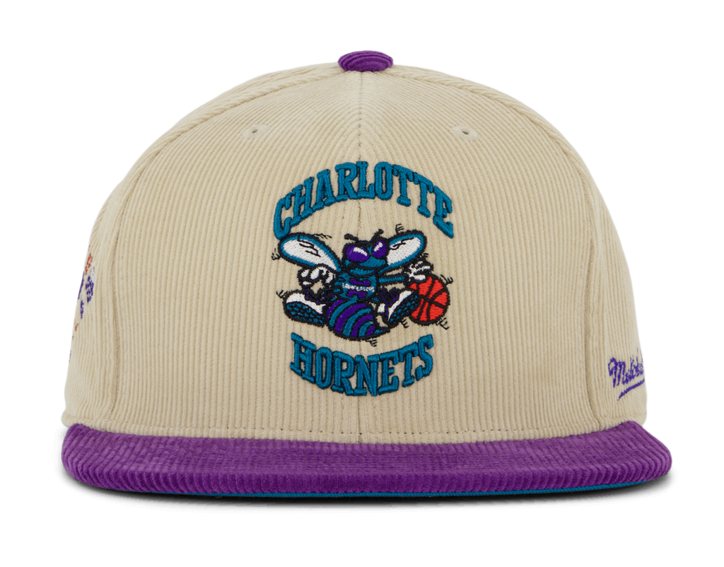 MENS MITCHELL & NESS NBA 2 TONE TEAM CORD FITTED HWC HORNETS