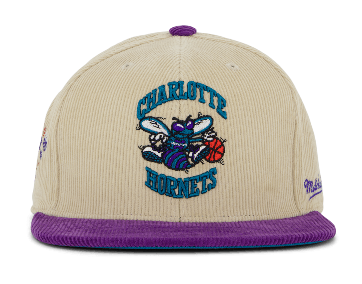 MENS MITCHELL & NESS NBA 2 TONE TEAM CORD FITTED HWC HORNETS