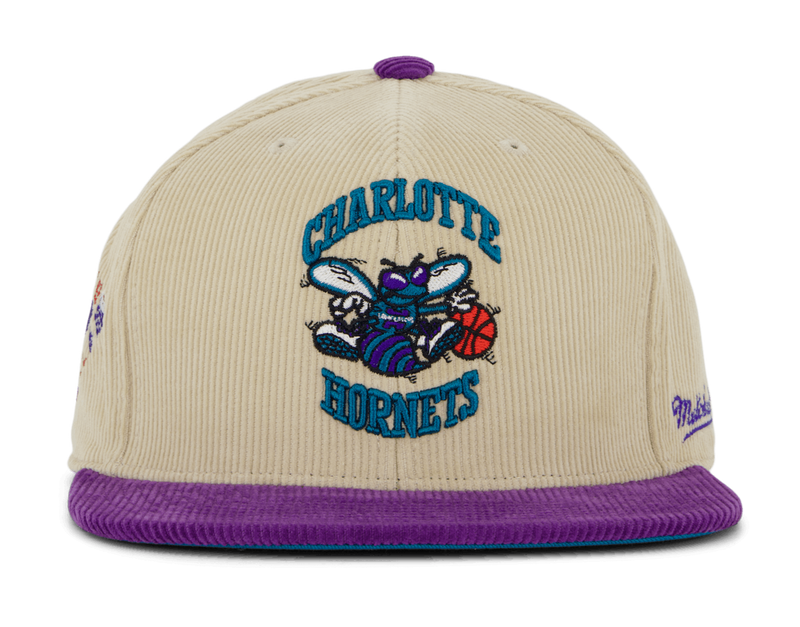 MENS MITCHELL & NESS NBA 2 TONE TEAM CORD FITTED HWC HORNETS
