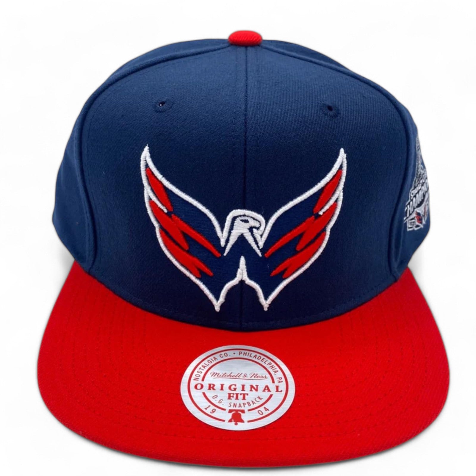 MENS MITCHELL & NESS NHL 2 TONE SIDE PATCH SNAPBACK CAPITALS - NAVY-RED
