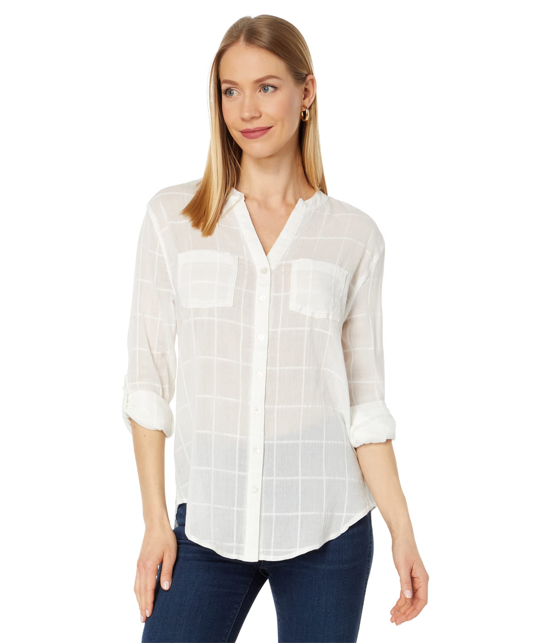 WOMENS CARVE DESIGNS DYLAN TEXTURED TUNIC 3 BUTTON CLOSURE V NECK RELAXED FIT