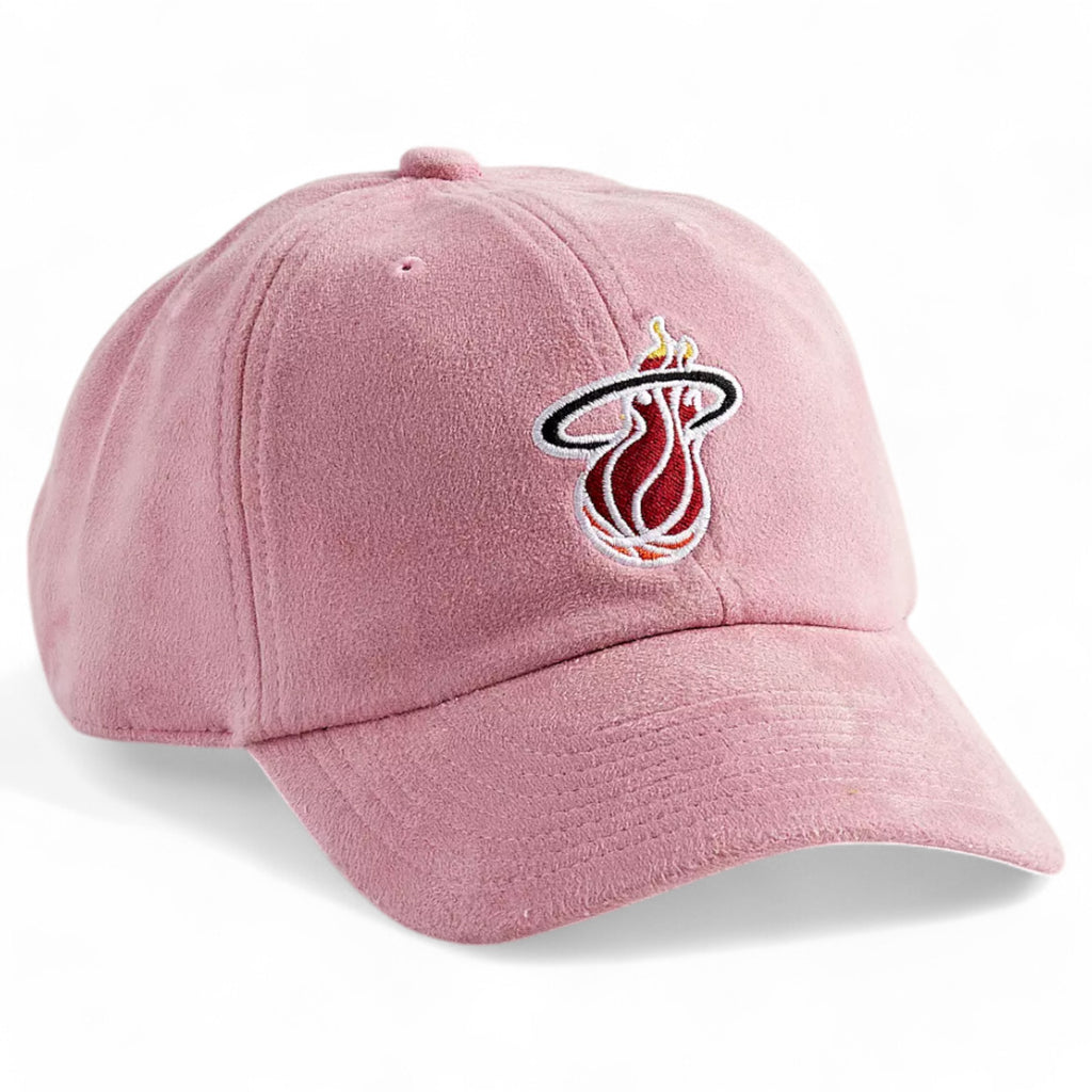 MENS MITCHELL & NESS NBA SUEDE DAD STRAPBACK HWC HEAT - PINK