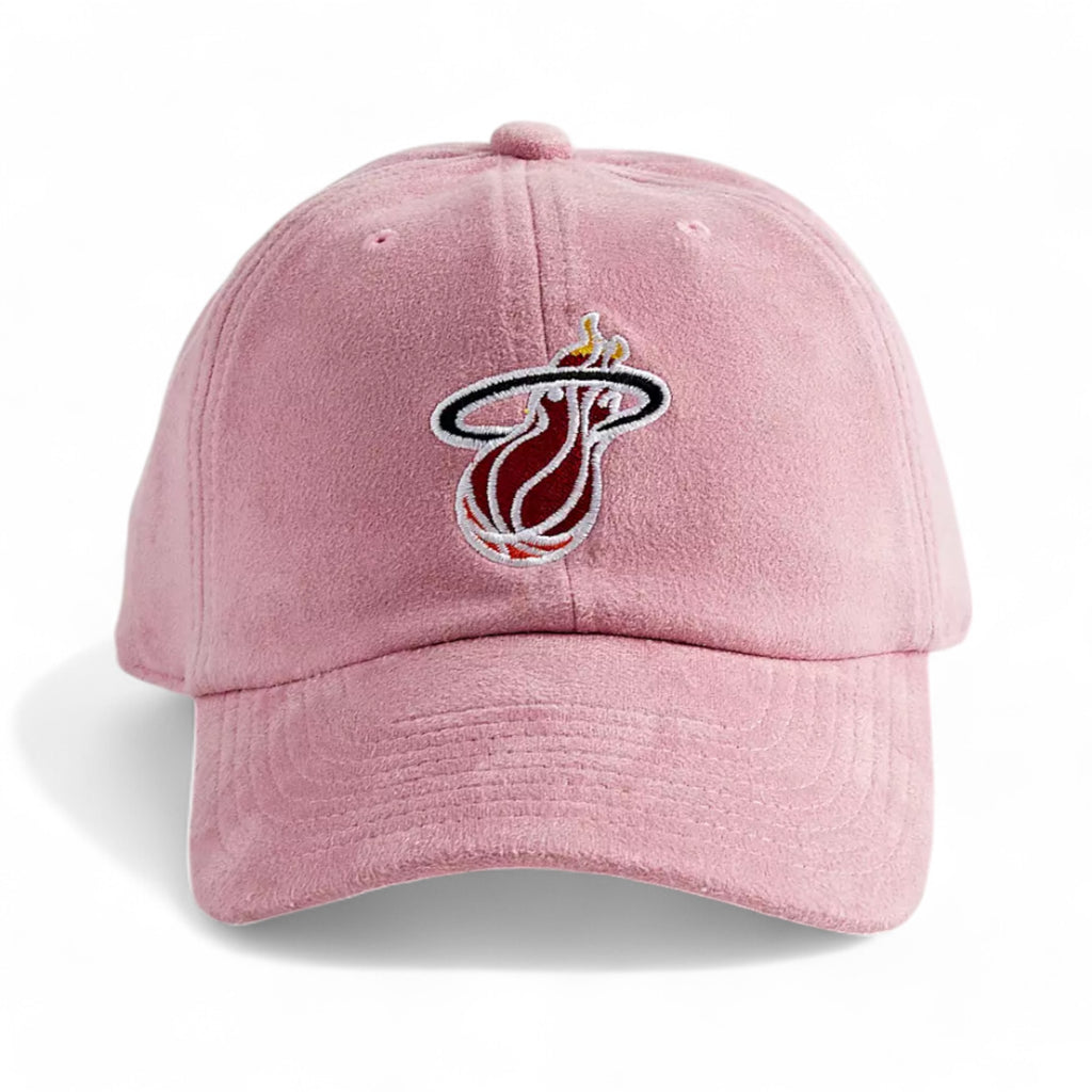 MENS MITCHELL & NESS NBA SUEDE DAD STRAPBACK HWC HEAT - PINK
